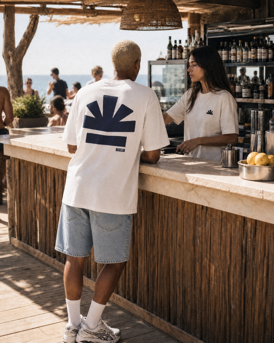 Icon T-Shirt Off White w Blue