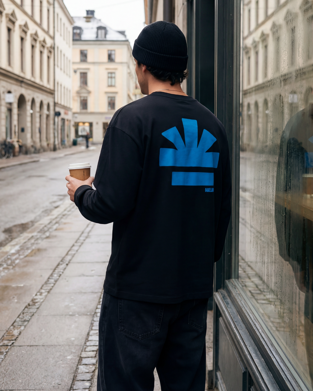 Icon Longsleeve zwart / blauw